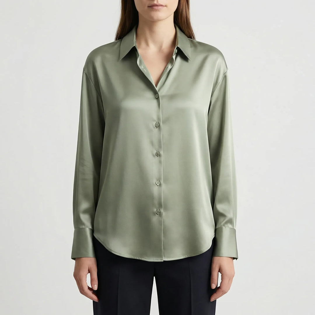 Silquen - Loose Button-Up Long Sleeve Blouse