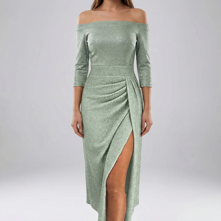Slantrix - Off-Shoulder Bodycon Midi Dress