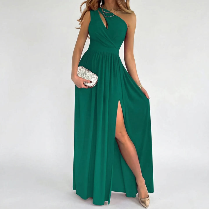 Slitelle - Fitted Halter-Neck Maxi Dress With High Slit