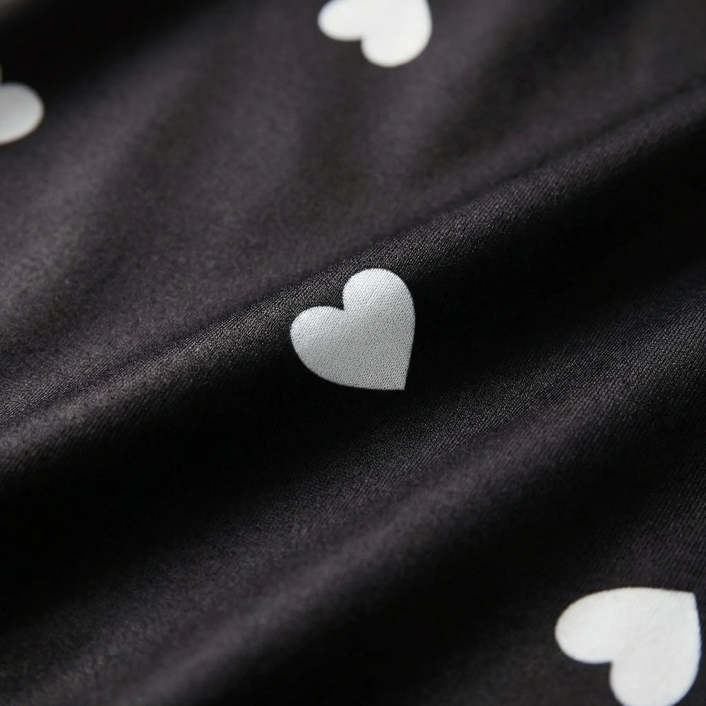 Slumbella - Heart-Print Slip Nightgown Short Length