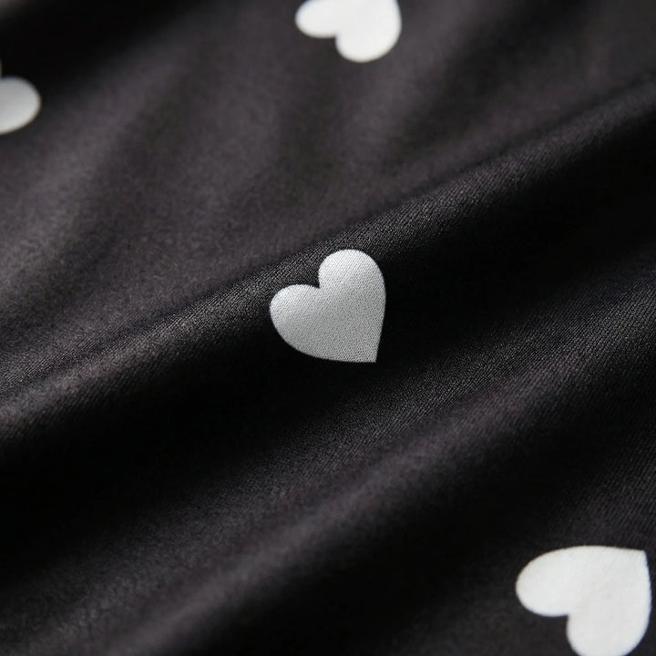 Slumbella - Heart-Print Slip Nightgown Short Length