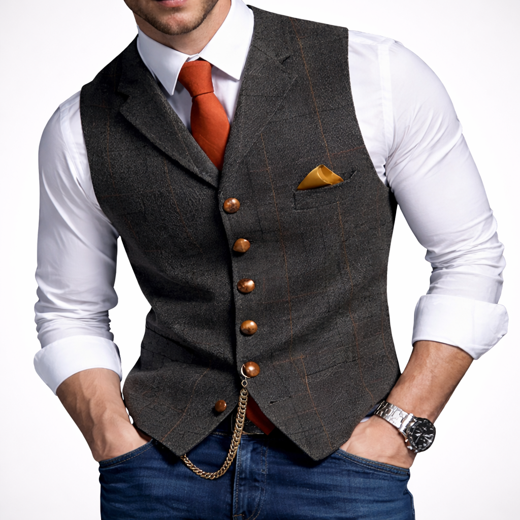 Herrars Slim Fit Knapp Väst
