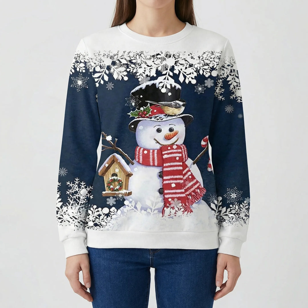 Snowvella - Graphic Snowman Crew Neck Sweatshirt