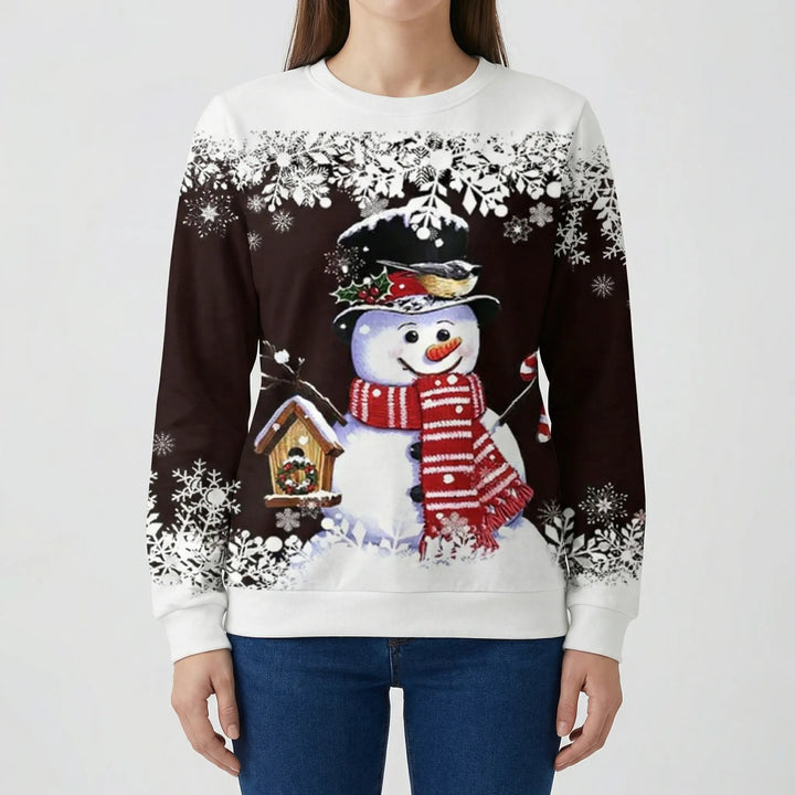 Snowvella - Graphic Snowman Crew Neck Sweatshirt