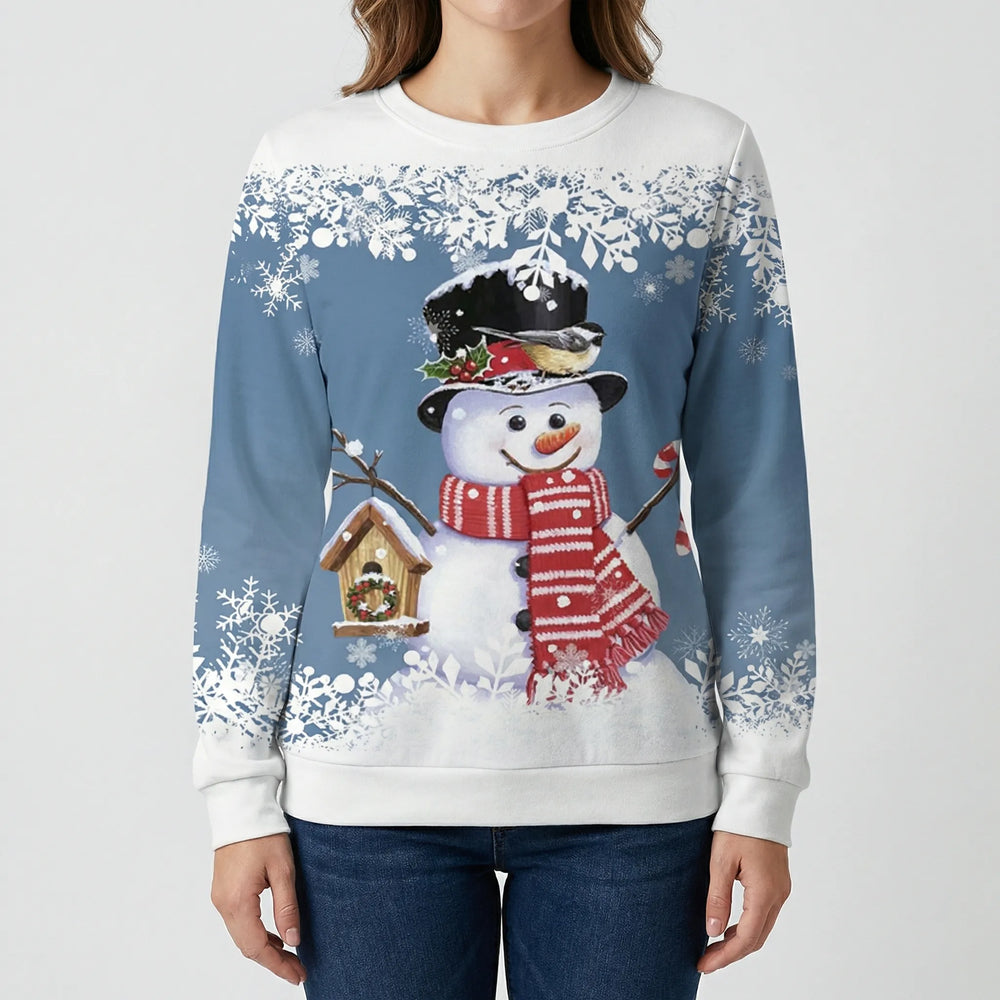 Snowvella - Graphic Snowman Crew Neck Sweatshirt