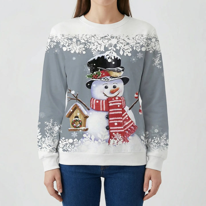 Snowvella - Graphic Snowman Crew Neck Sweatshirt