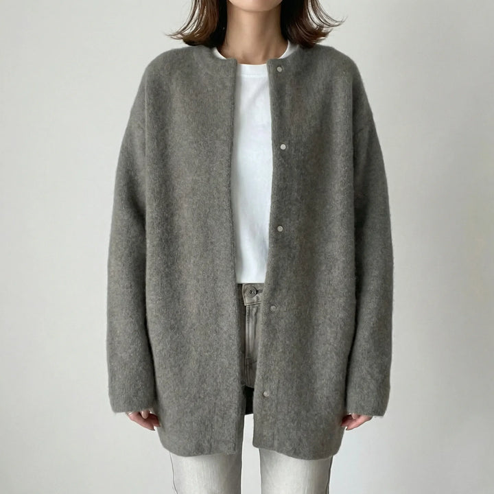Softwren - Oversized Button-Front Knit Cardigan