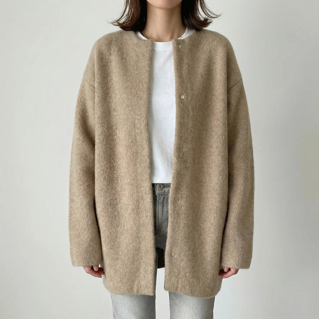 Softwren - Oversized Button-Front Knit Cardigan