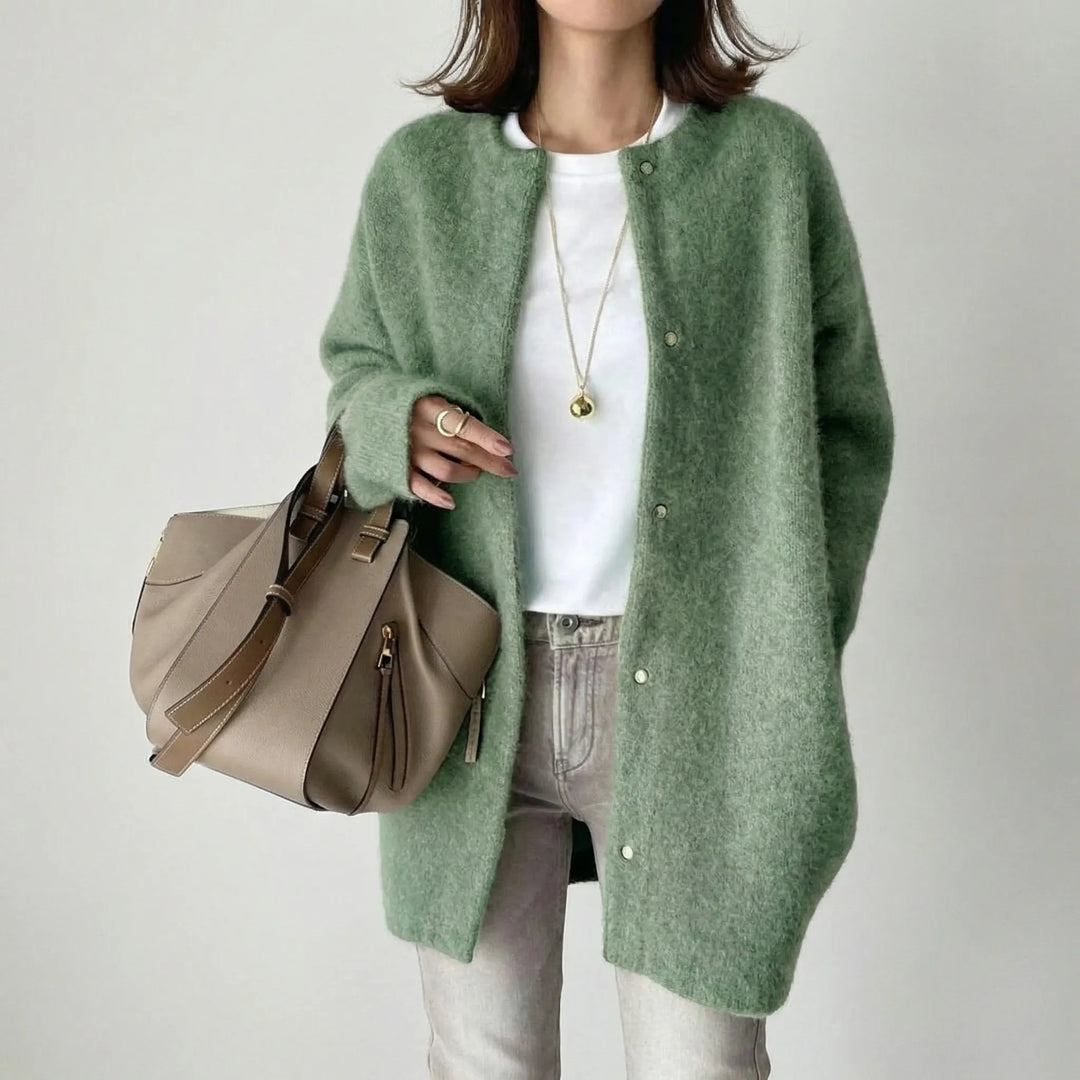 Softwren - Oversized Button-Front Knit Cardigan