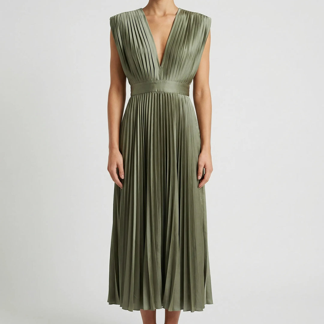 Solènne - Sleeveless Pleated Midi Dress