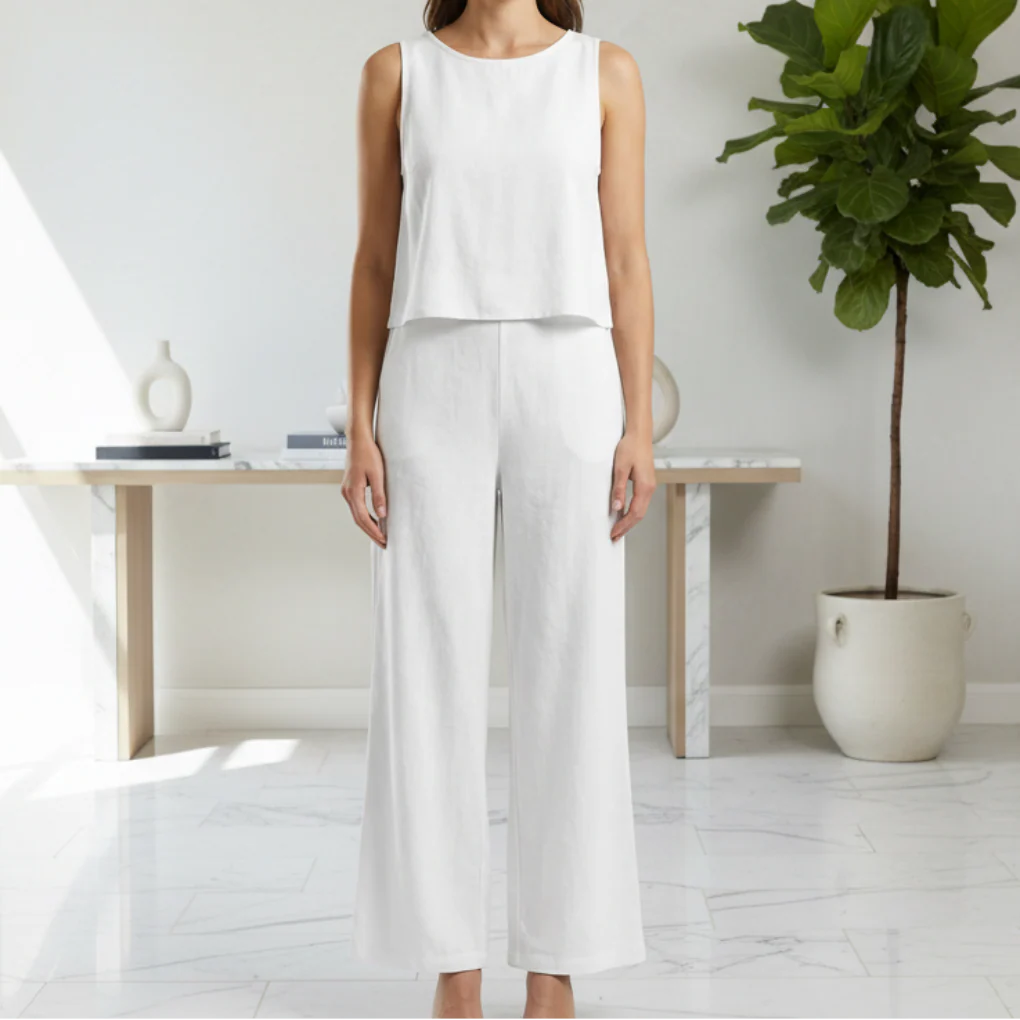 Soltaire - Sleeveless Top And Wide-Leg Trouser Set