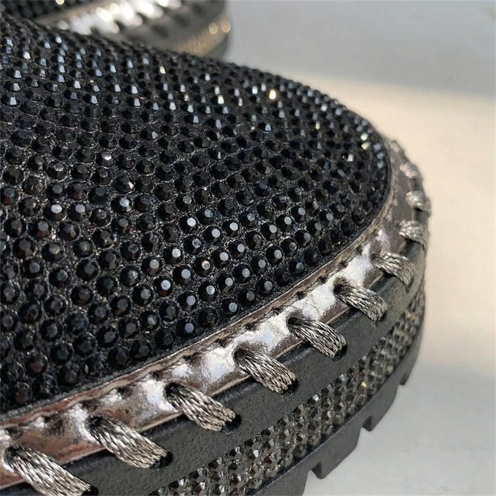 Sparkova - Rhinestone Embellished Slip-On Flat