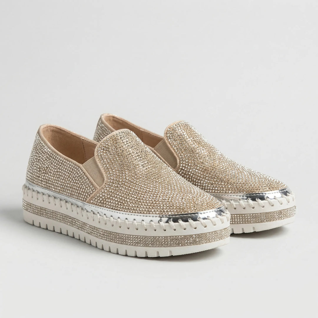 Sparkova - Rhinestone Embellished Slip-On Flat