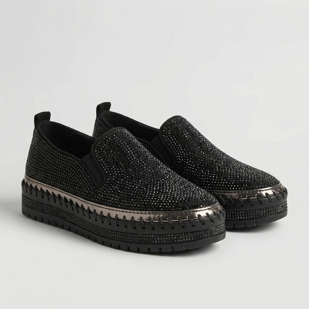 Sparkova - Rhinestone Embellished Slip-On Flat
