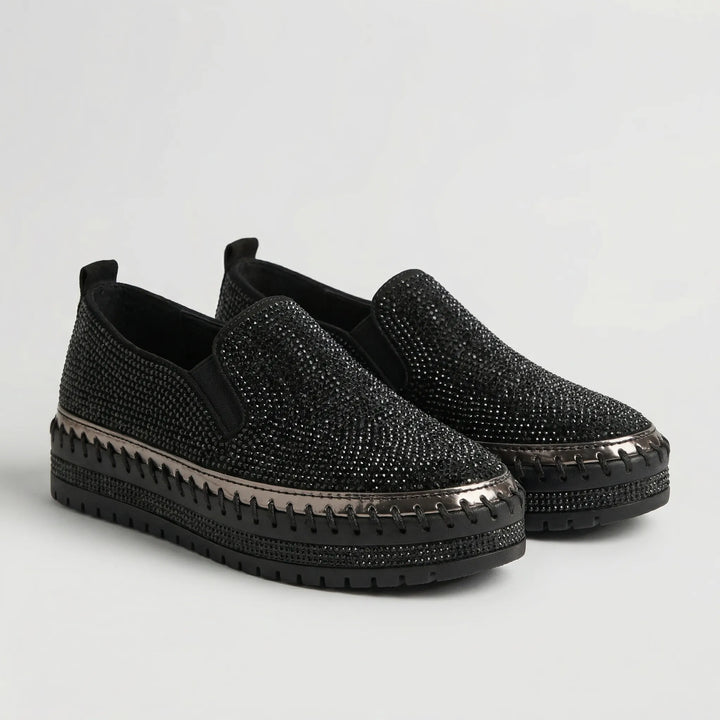 Sparkova - Rhinestone Embellished Slip-On Flat