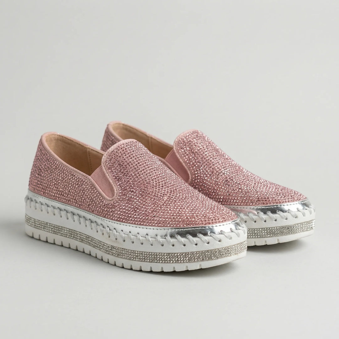 Sparkova - Rhinestone Embellished Slip-On Flat