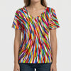 Retro Tryck V-Hals Kortärmad T-shirt