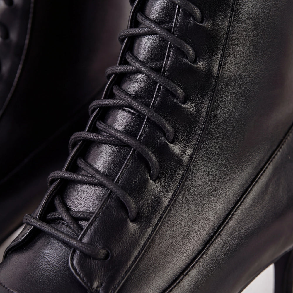 Stiltressa - Pointed Toe Lace-Up Mid-Calf Boot