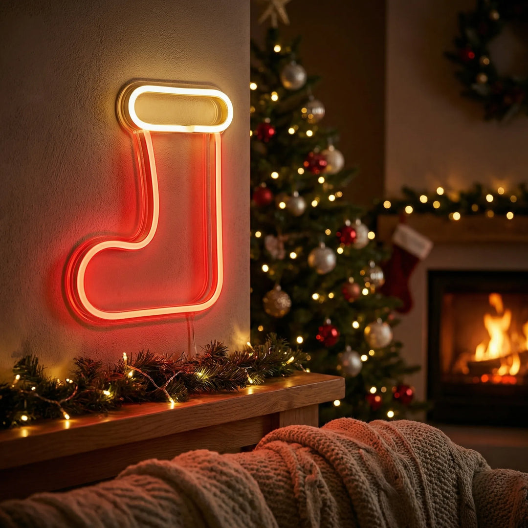 Stockglow - Neon-Style LED Christmas Stocking Sign