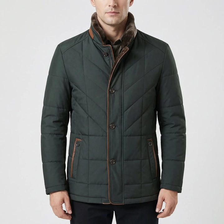 Strandex - Quilted Button-Front Stand Collar Jacket