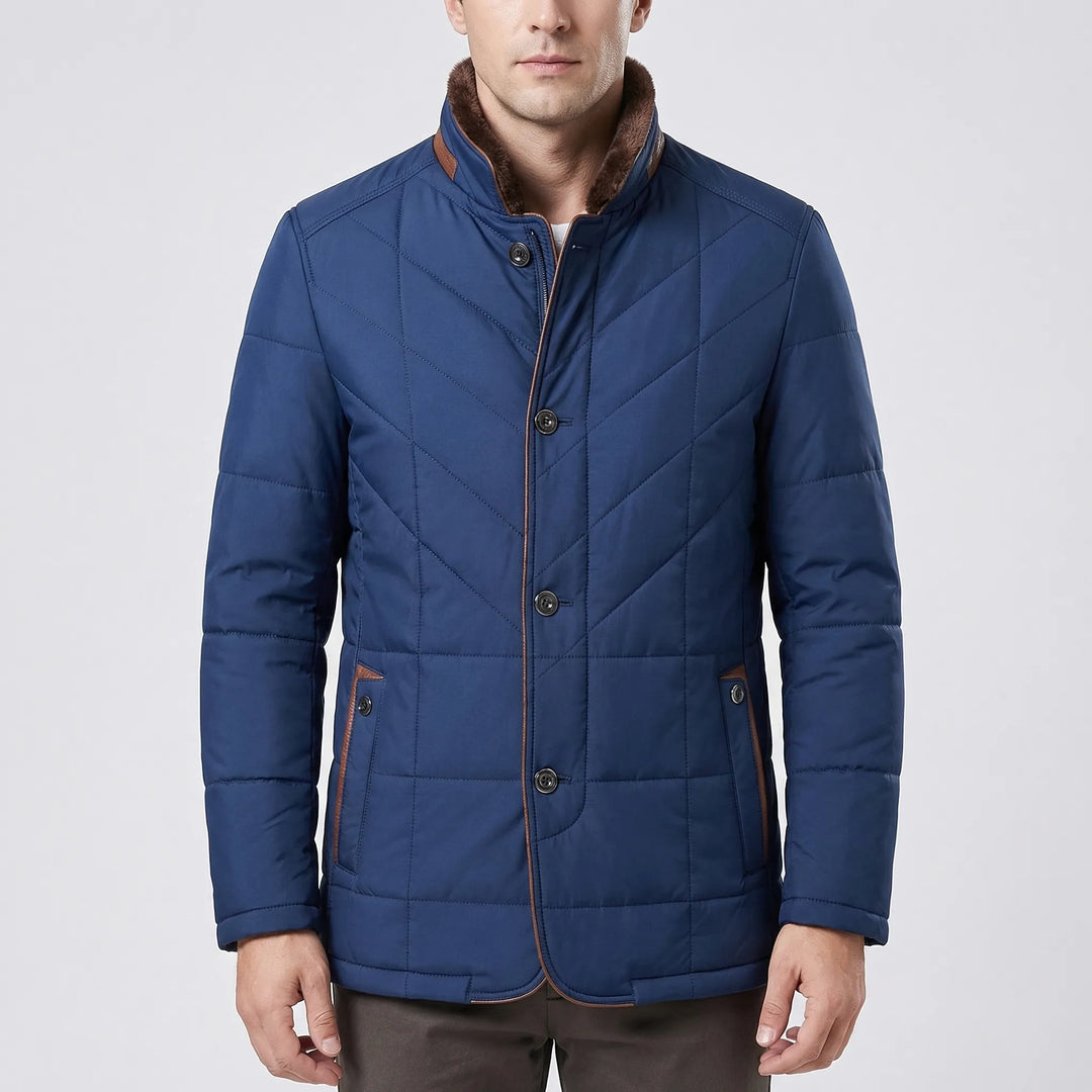 Strandex - Quilted Button-Front Stand Collar Jacket