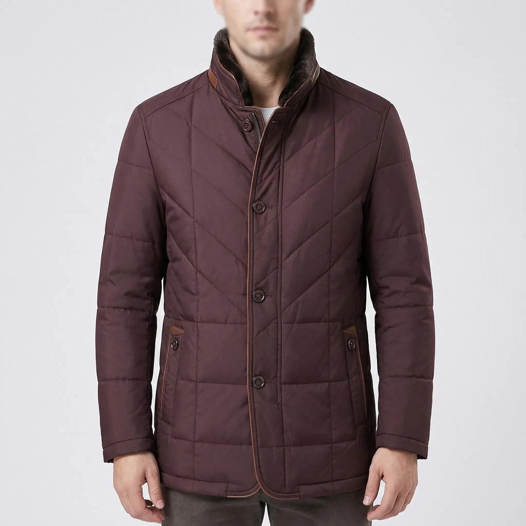 Strandex - Quilted Button-Front Stand Collar Jacket