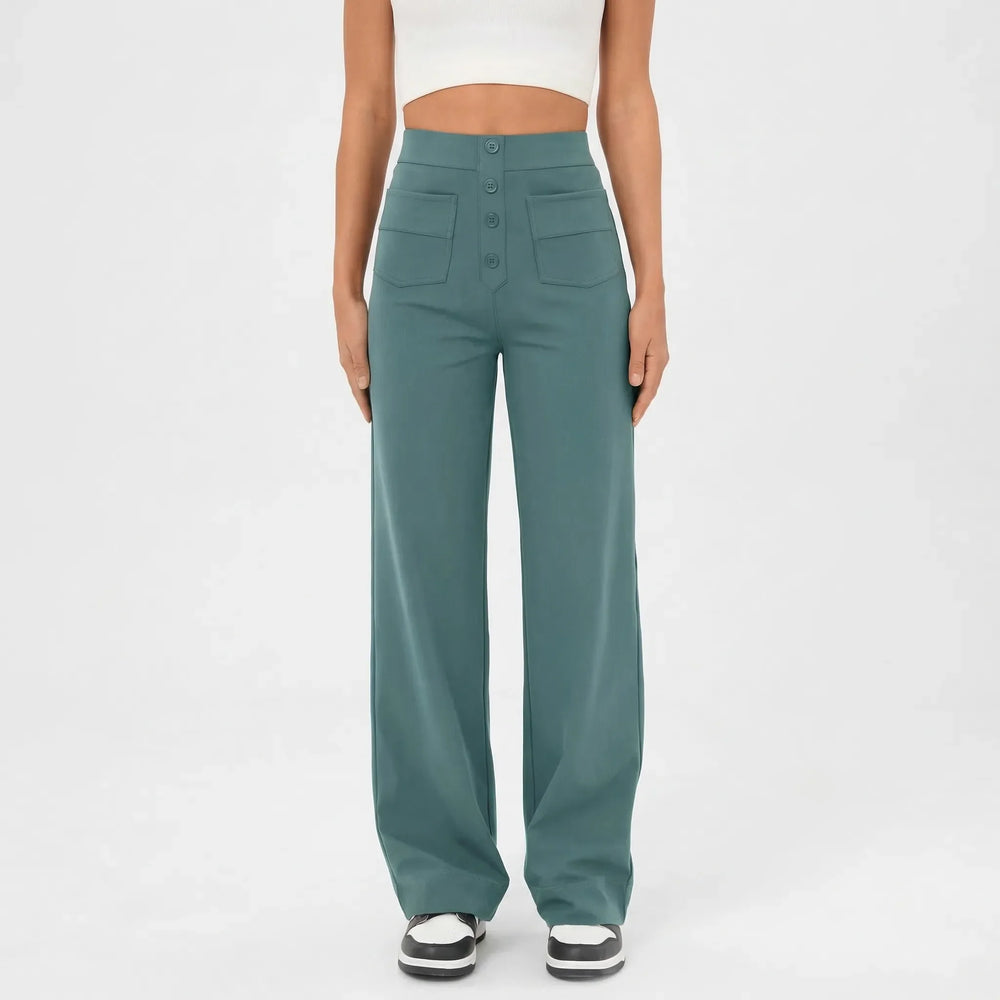 Streivelle - High-Waist Straight-Leg Casual Pants