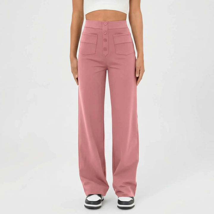 Streivelle - High-Waist Straight-Leg Casual Pants