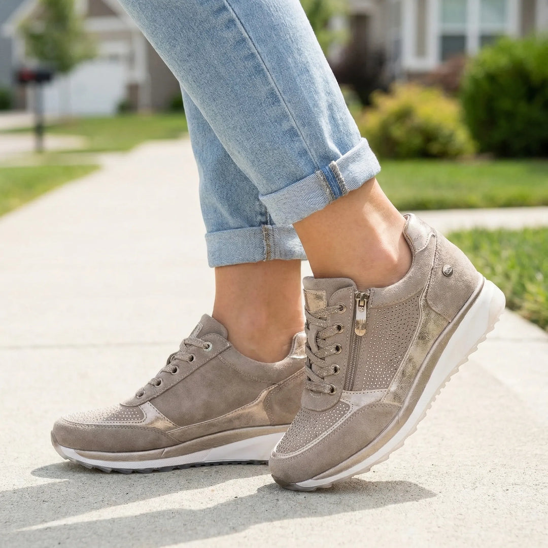Stridella - Zippered Lace-Up Comfort Sneaker