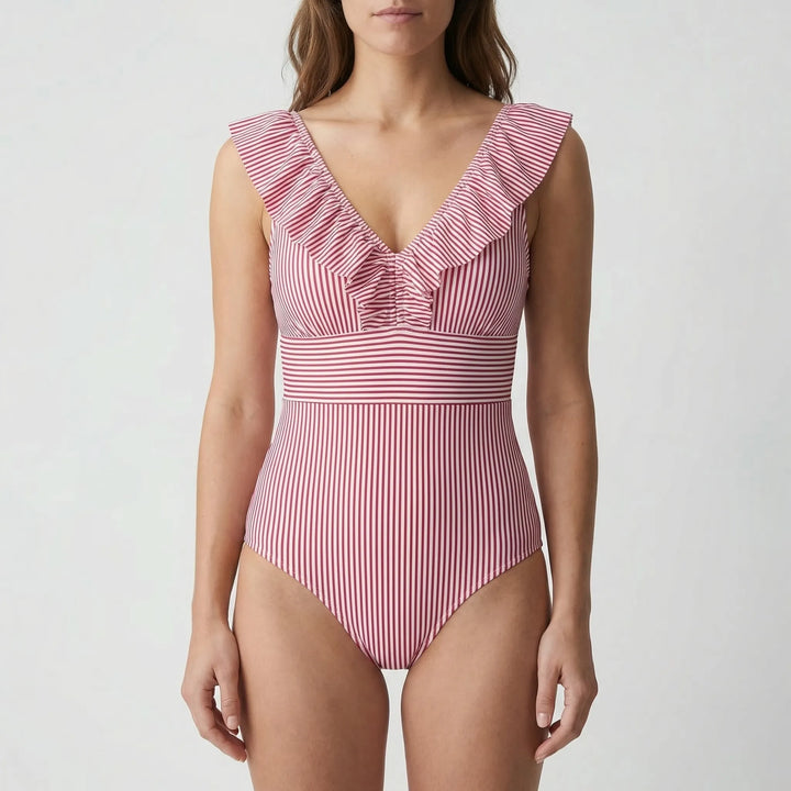 Stripella - Retro Striped One-Piece Swimsuit