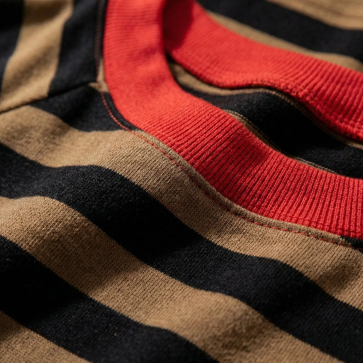 Stripova - Striped Color Block Crewneck Top