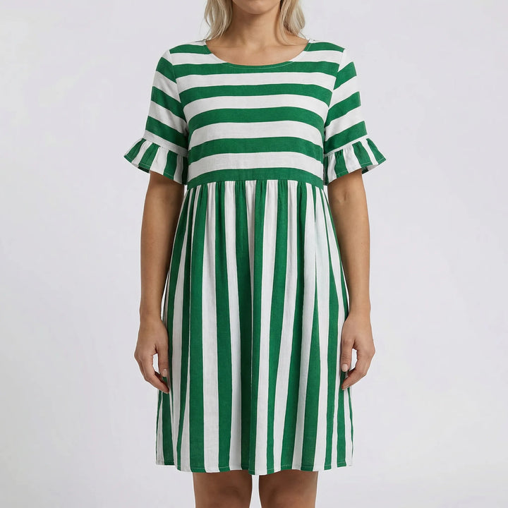 Strivella - Striped Short Sleeve Midi Dress