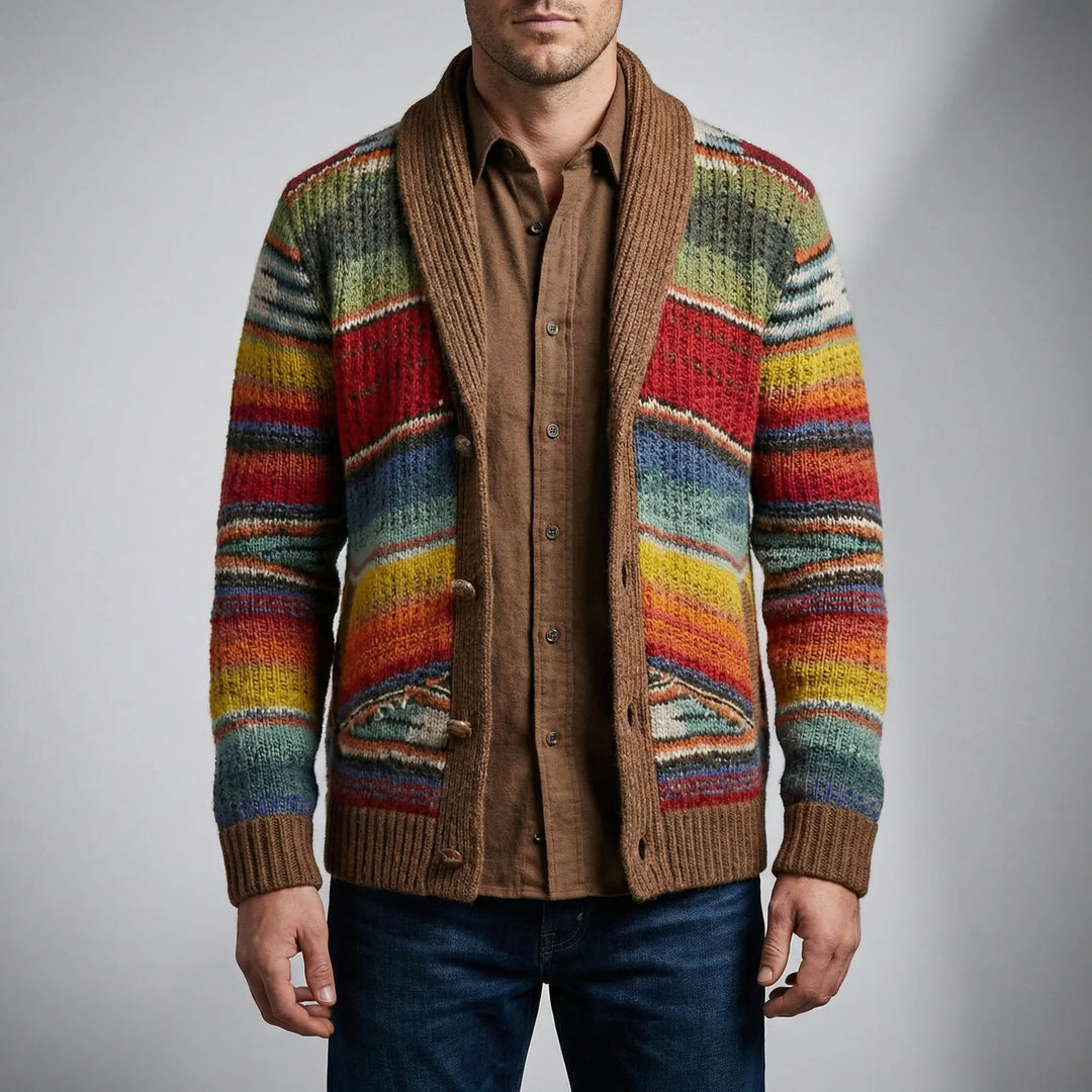 Strivox - Open-Front Striped Knit Cardigan