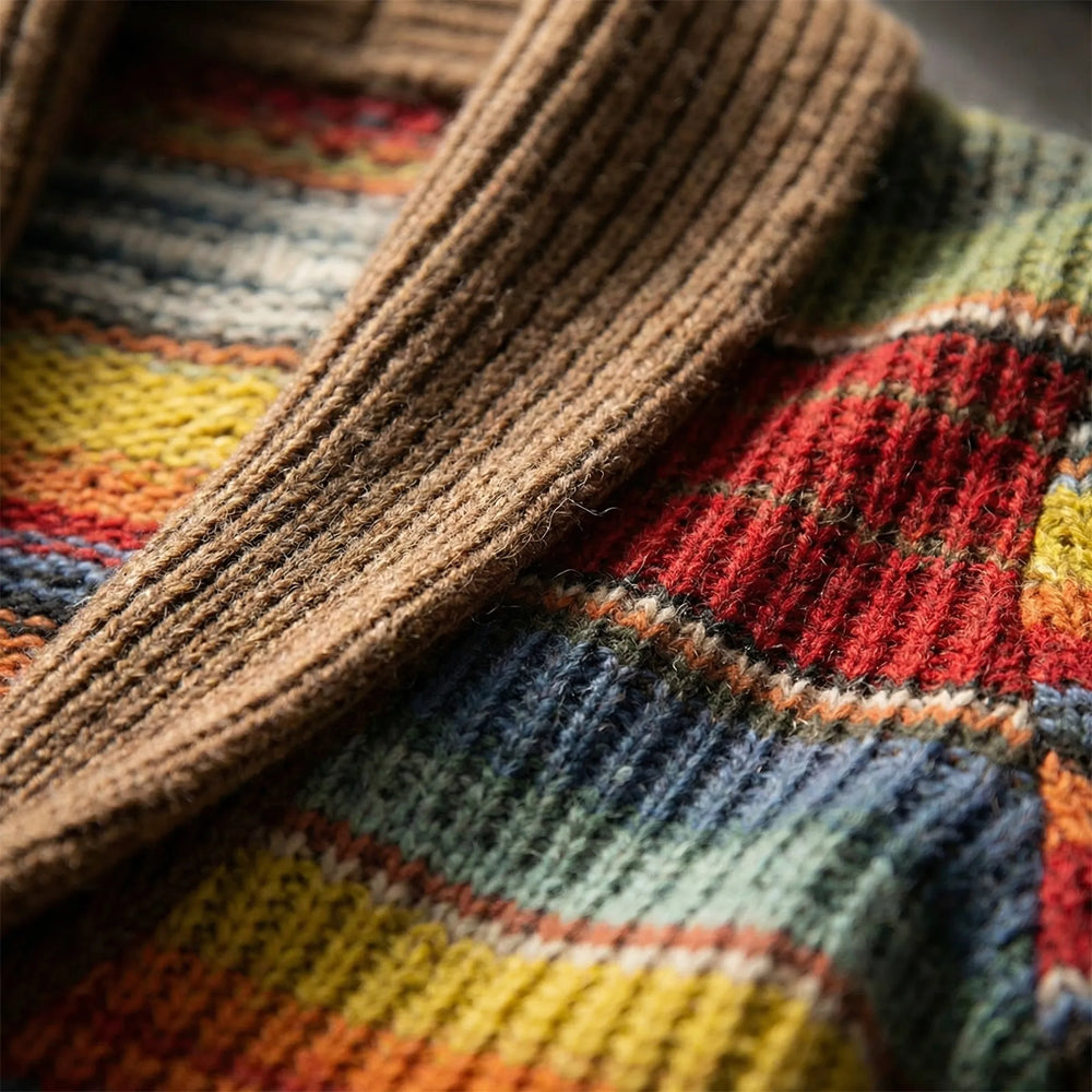 Strivox - Open-Front Striped Knit Cardigan
