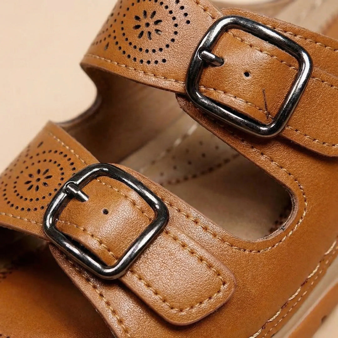 Strollva - Slip-On Wedge Sandal With Buckle Straps