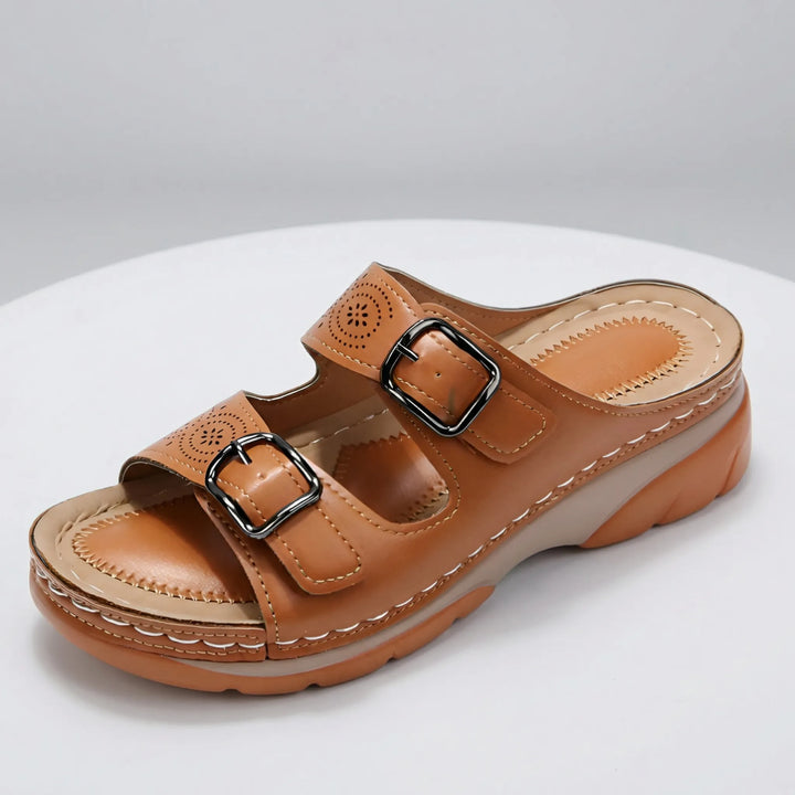 Strollva - Slip-On Wedge Sandal With Buckle Straps