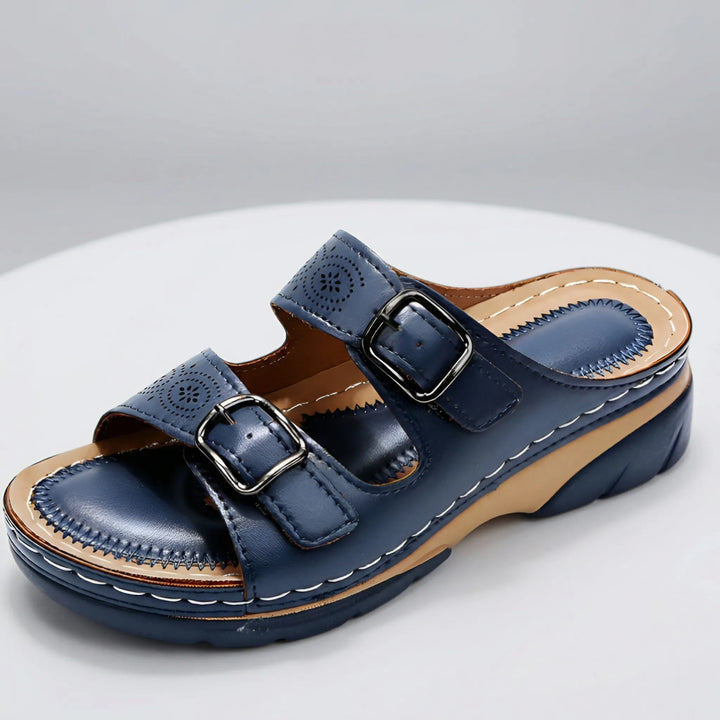Strollva - Slip-On Wedge Sandal With Buckle Straps