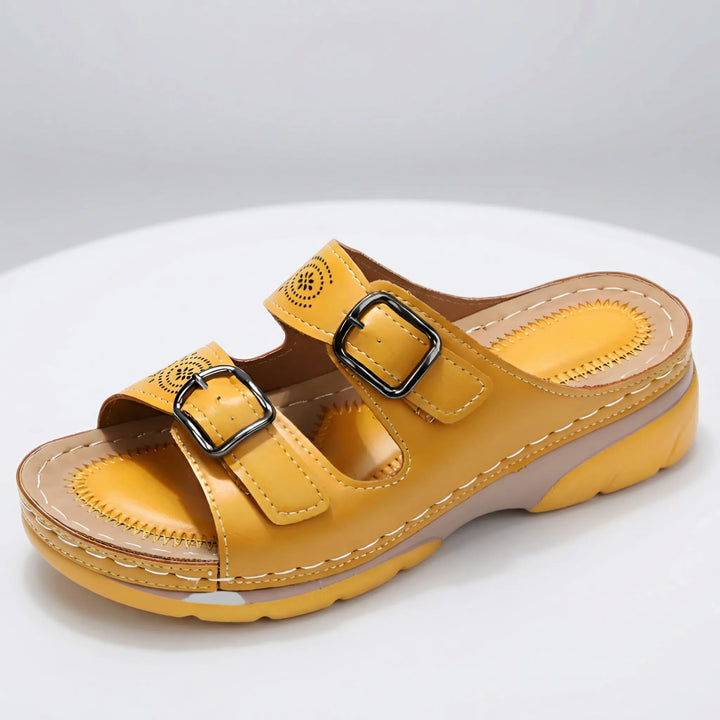 Strollva - Slip-On Wedge Sandal With Buckle Straps