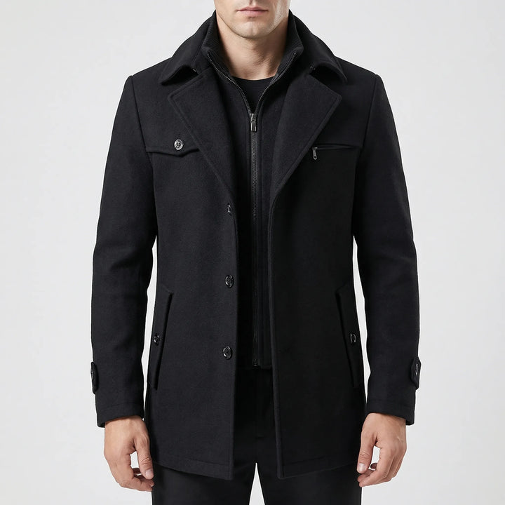 Strovex - Notched Collar Men's Overcoat