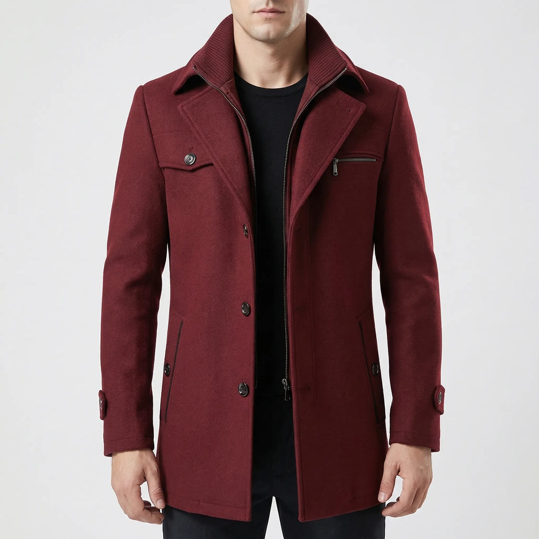 Strovex - Notched Collar Men's Overcoat