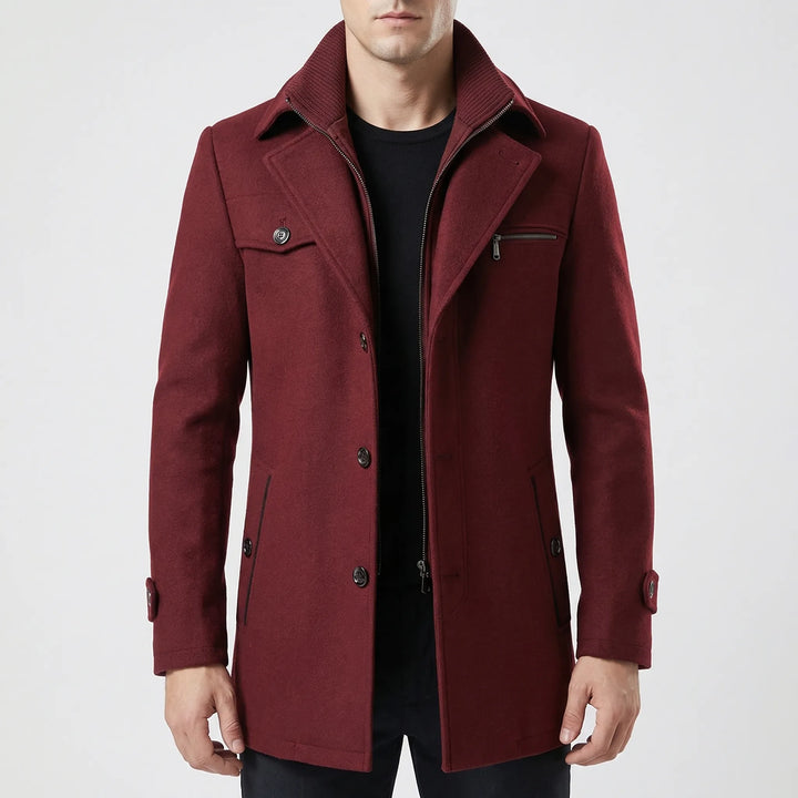 Strovex - Notched Collar Men's Overcoat