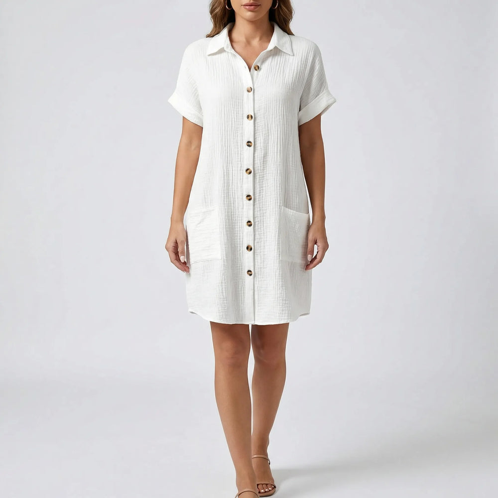 Structa - Button-Front Collared Midi Dress