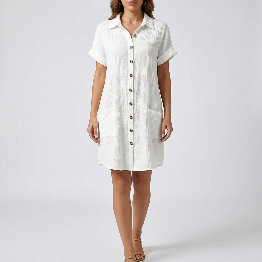Structa - Button-Front Collared Midi Dress
