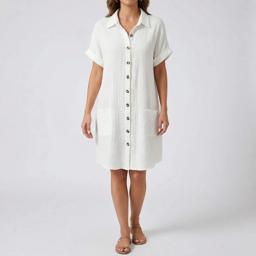 Structa - Button-Front Collared Midi Dress