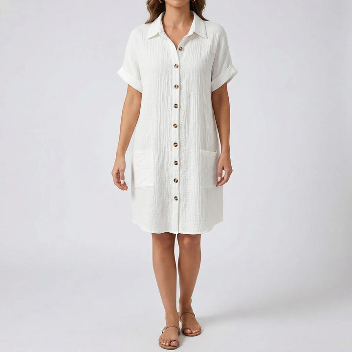 Structa - Button-Front Collared Midi Dress