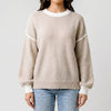 Oversized Färgblock Stickad Pullover