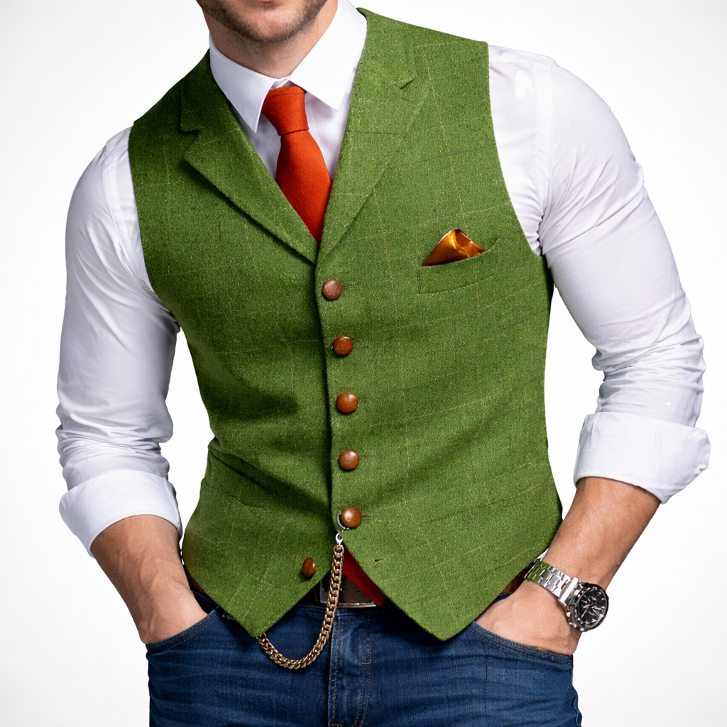 Herrars Slim Fit Knapp Väst