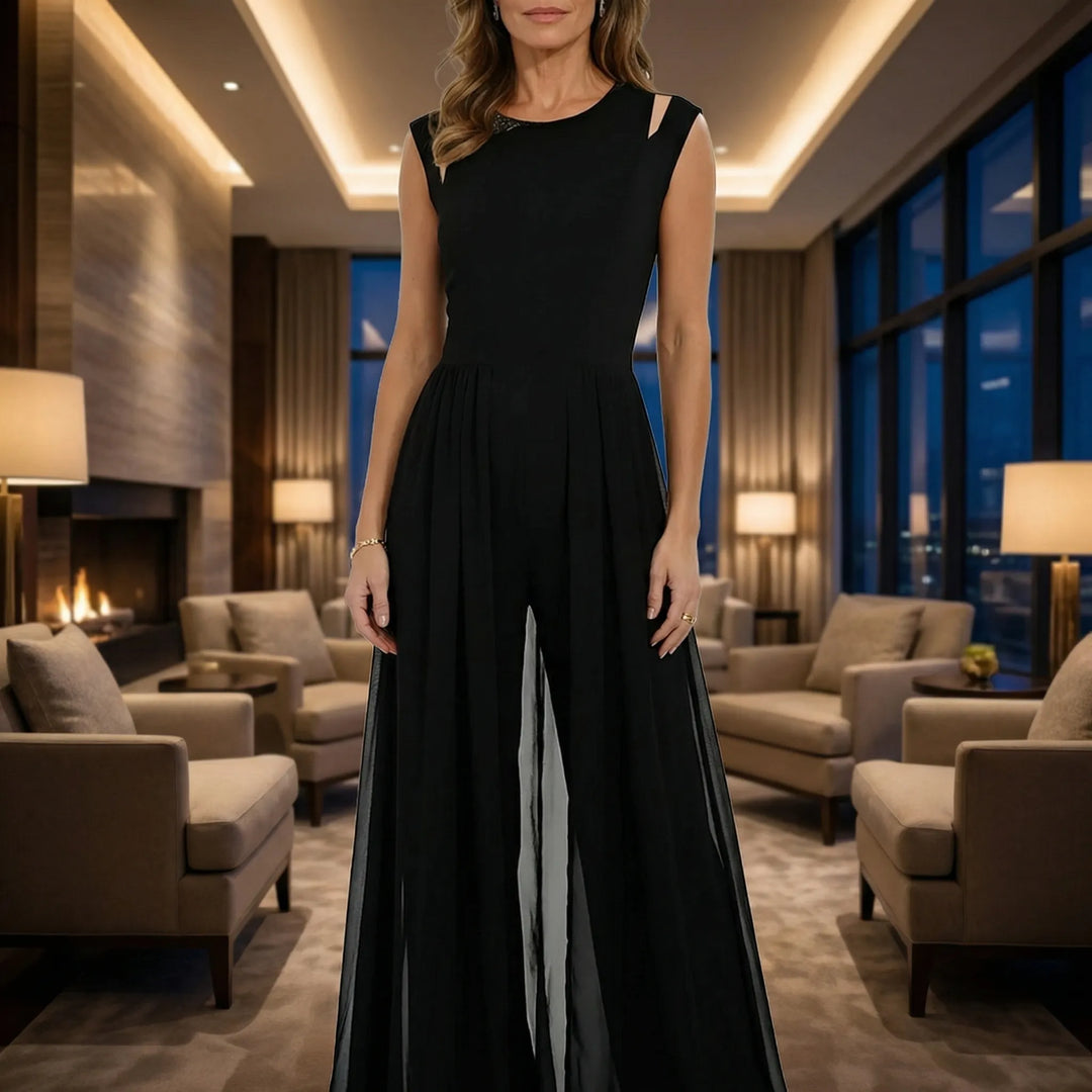 Sylvaine - Sleeveless Wide-Leg Formal Jumpsuit