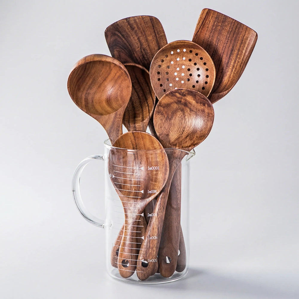 Teakivo - 7-Piece Handcrafted Wood Utensil Set