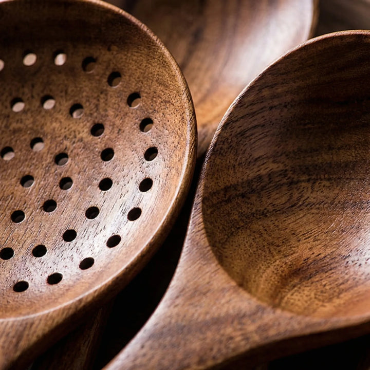 Teakivo - 7-Piece Handcrafted Wood Utensil Set